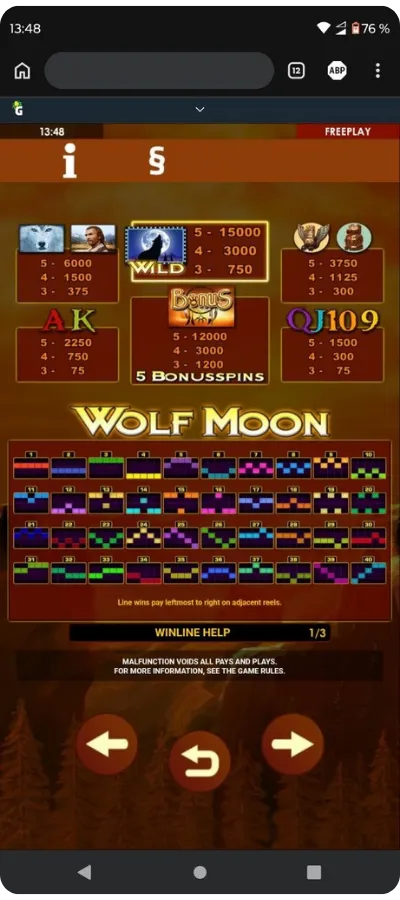 Wolf Moon écran principal