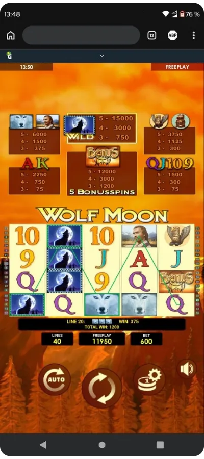 Wolf Moon version mobile